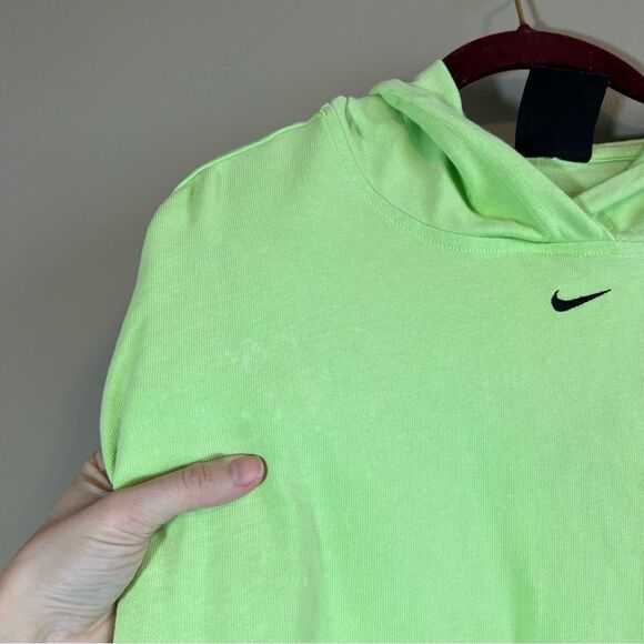 NIKE Neon Green Cropoed Lightweight Hoodie & Matching Tank Top Small Acid Wash - Picture 4 of 15